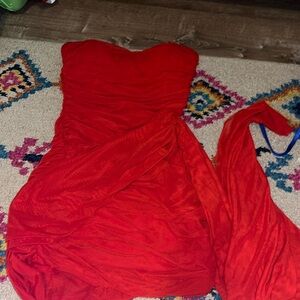 Mabel red strapless dress